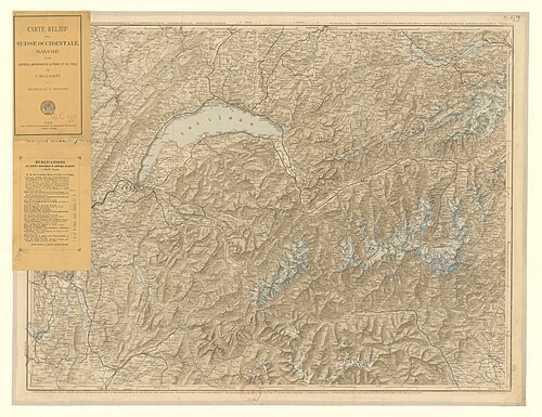 Reliéfní mapa západní Švýcarska, Savoie