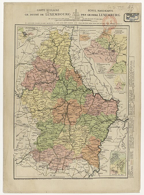 Školní mapa Velkého knížectví Lucemburska