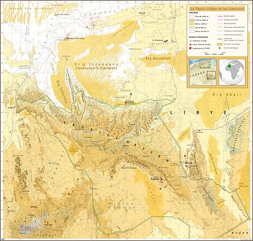 Topografická mapa Tassili n'Ajjer