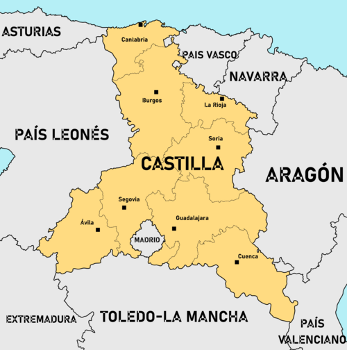 Kastilie - silniční (automobilová) mapa
