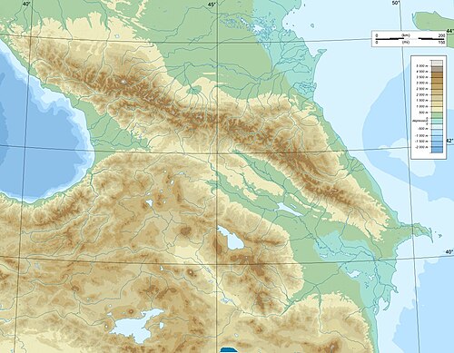 Topografická mapa Kavkazu