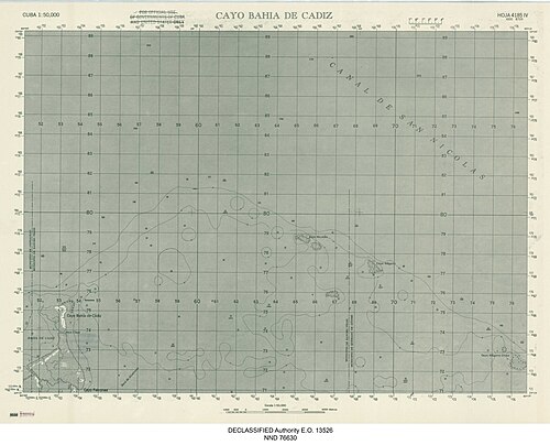 Cayo Bahía de Cádiz (Kuba) - historická mapa