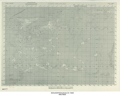 Cayo Frances (Kuba) - historická mapa
