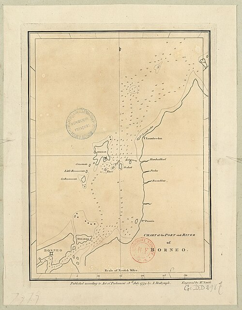 Mapa přístavu a řeky Borneo