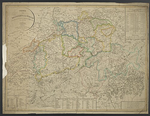 Mapa Helvetie a Valais