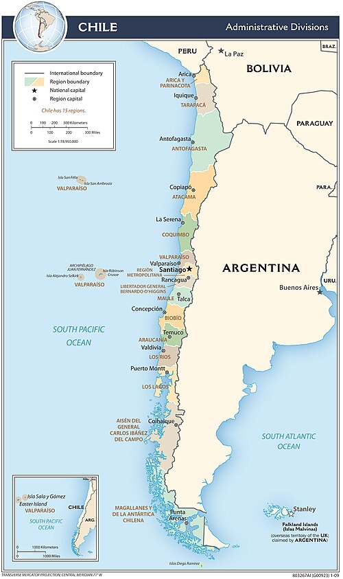 Administrativní mapa Chile