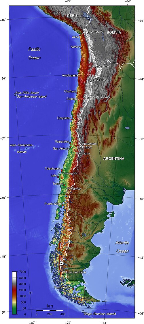 Topografie Chile en