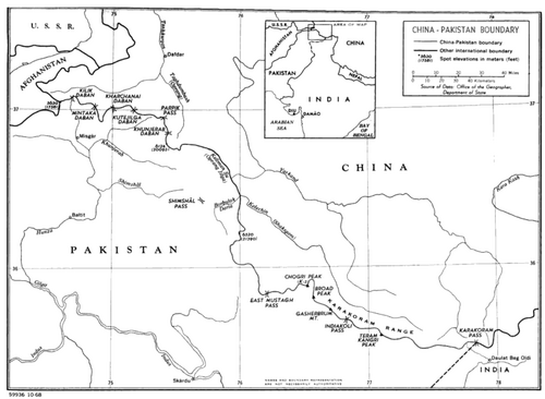 Mapa sino-pakistánské hranice