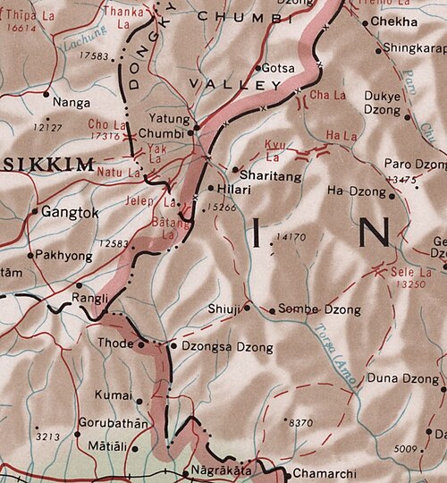 Chumbi - trojmezí (1965) CIA mapa