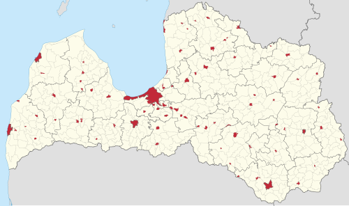 Města a městysy Lotyšska