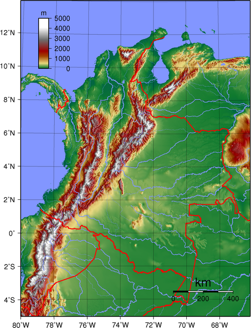 Topografie Kolumbie