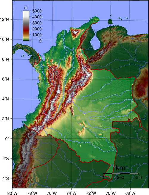 Topografie Kolumbie 2