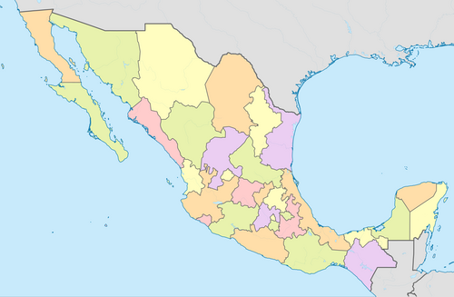Barevná mapa Mexika
