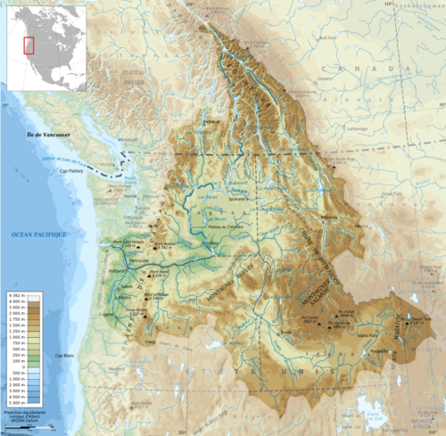Mapa povodí řeky Columbia
