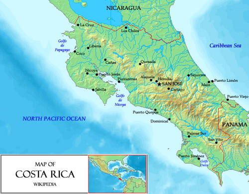 Mapa Kostariky