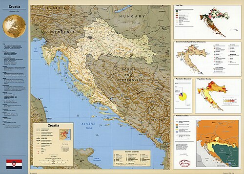 Chorvatsko, přehledová mapa