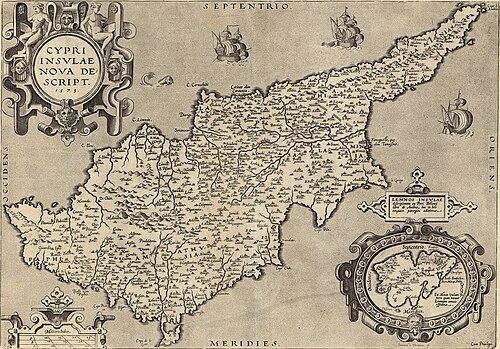 Cypri Insulae - Mapa Kypru 16. stol.