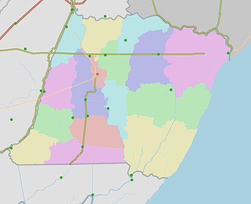 Damdoi - administrativní mapa okresu
