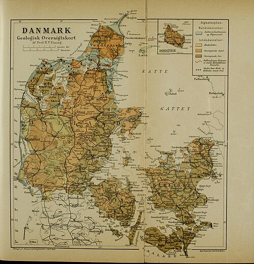 Dánsko - geologická přehledná mapa