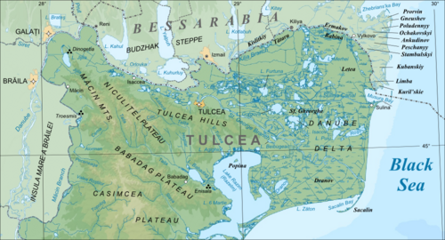 Mapa Dunajské delty