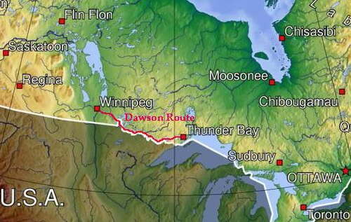 Topografická mapa Dawson Route