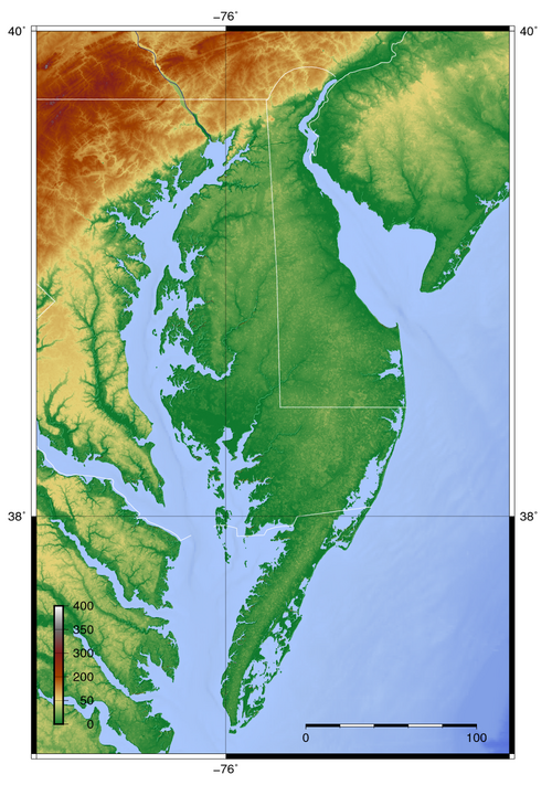 Delmarva topografická mapa