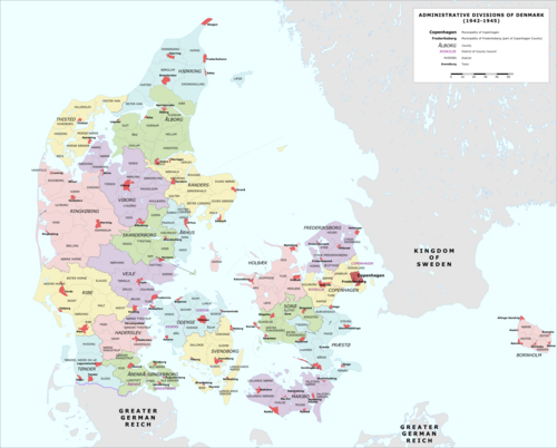 Dánsko 1942-1945 Administrativa
