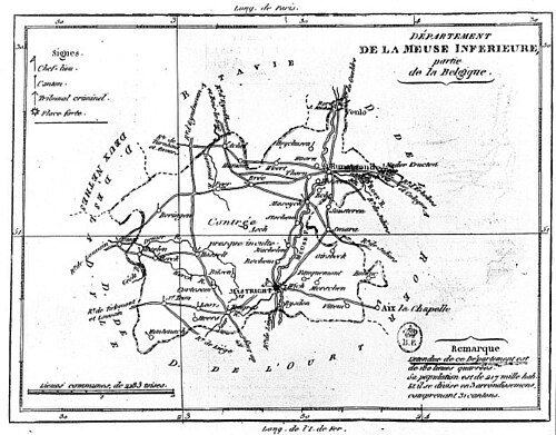 Departement Meuse Dolní - Francouzská mapa