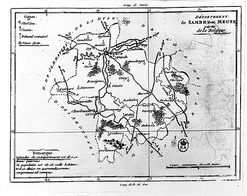 Departement Sambre a Meuse - Francouzská mapa