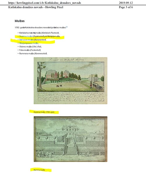 Depkina a Ramavská statku 1782-1785
