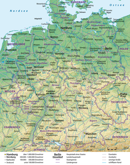 Německo - přehledná mapa