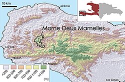 Topografická mapa Deux Mamelles