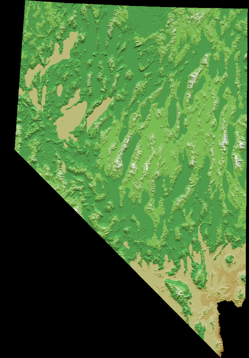 Digitální mapa výšky Nevady