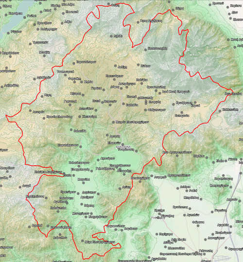 Topografická mapa Dimosu Elasonas