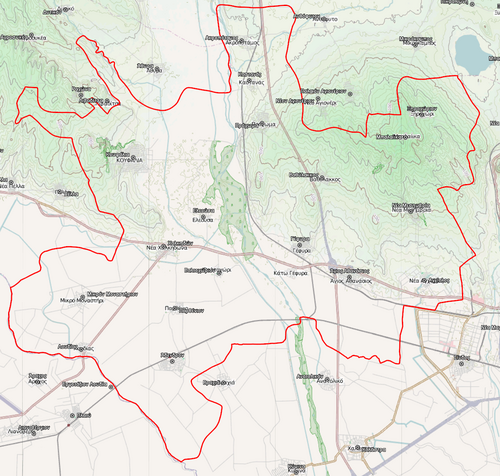 Topografická mapa Dimosu Chalkidony