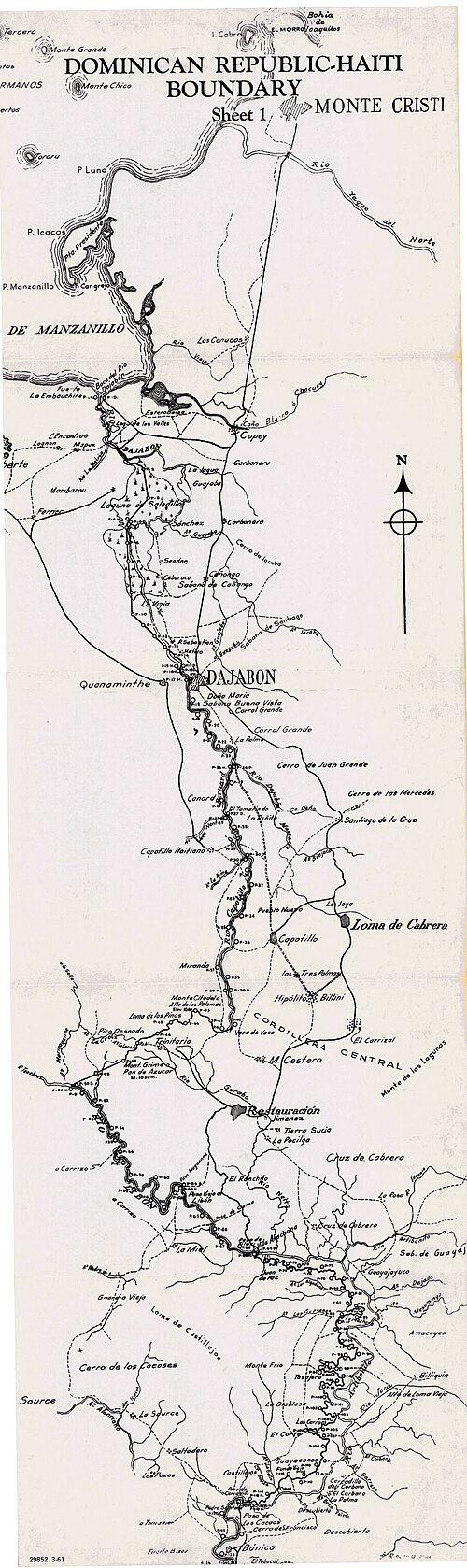 Mapa hranice Dominikánská republika-Haiti č. 1