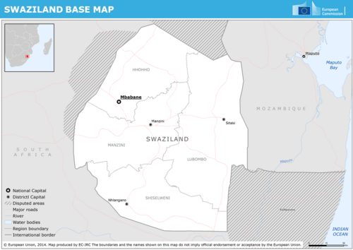 ECHO Eswatini upravitelná mapa A4