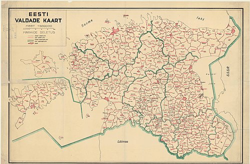 Mapa estonských okresu 1939