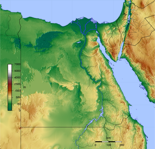Topografická mapa Egypta