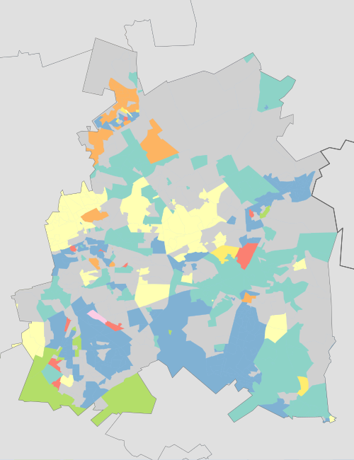 Ekurhuleni - Mapa převažujícího jazyka 2001