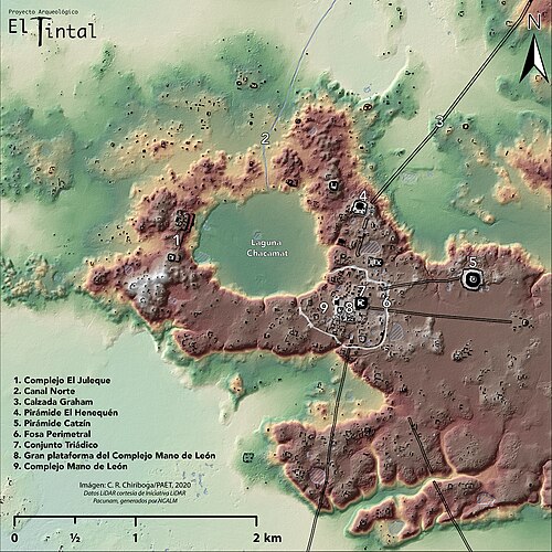 Lidarová mapa plošiny El Tintal PAET
