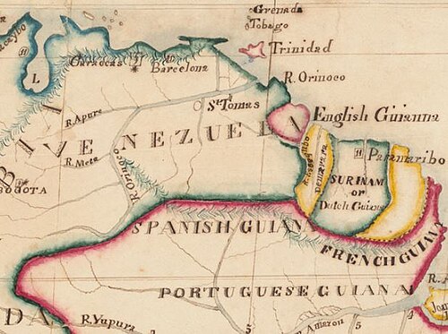 Mapa Guyany, Venezuely, 1831