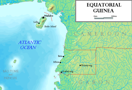 Mapa Equatorialní Guineje