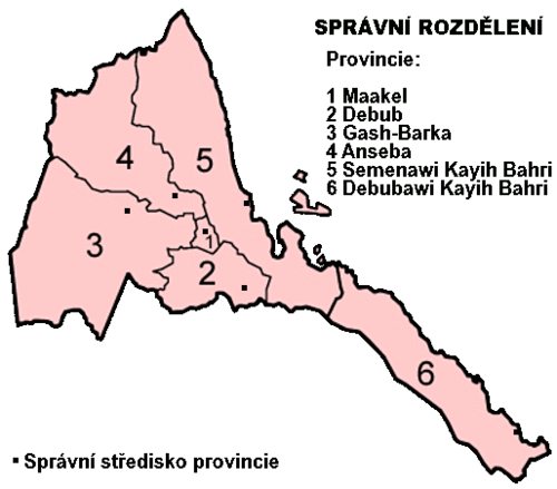 Области Eritrey číslované