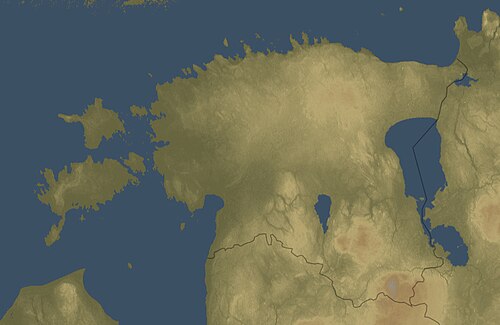 Mapa reliéfu Estonska