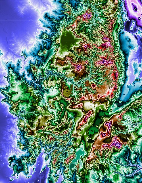 Etiopie severní topografická mapa