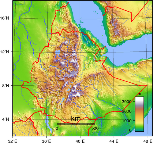 Topografie Etiopie