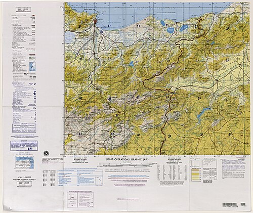 Topografická mapa extremního severovýchodu Alžíru