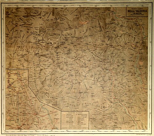 Mapa Údolí Valsesia 1891