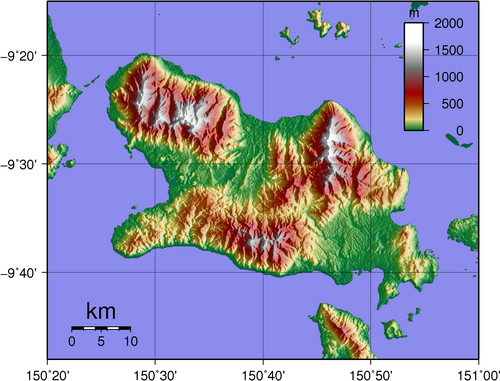 Topografie ostrova Fergusson